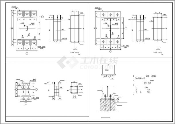 蚌埠市某大型修理厂单层轻钢结构生产厂房建筑设计CAD图纸 （180x54米）-图二