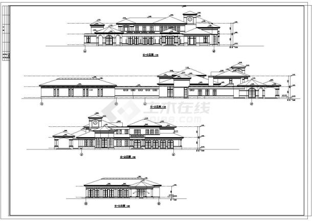 某二层会所建筑设计CAD方案图（含地下室和屋顶平面设计）-图二