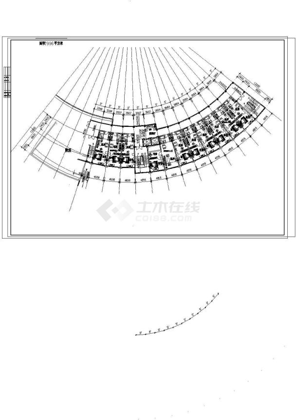 十一层扇形结构会所建筑设计CAD方案图-图二