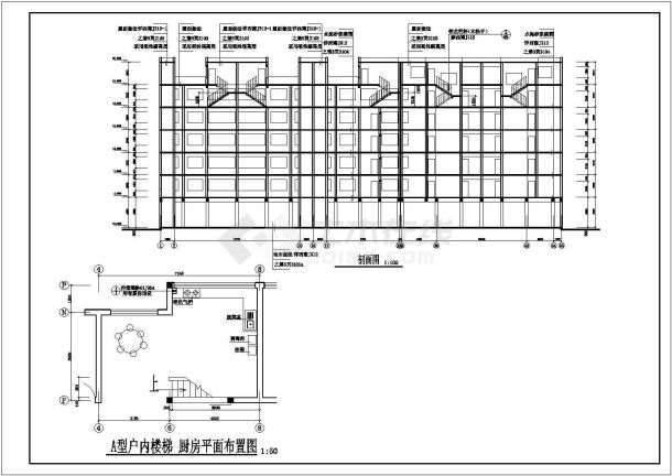 临街4100平米6层框混结构底商住宅楼建筑设计CAD图纸（底层商用）-图一