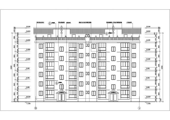 天津某小区占地426平米6+1层砖混结构住宅楼全套建筑设计CAD图纸_图1