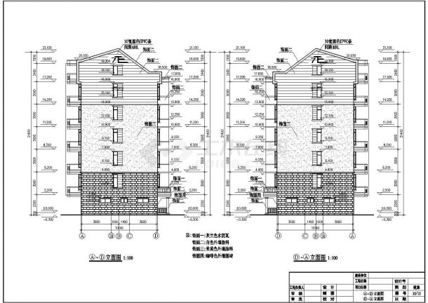 3400平米左右6层混合结构住宅楼建筑设计CAD图纸（含半地下室层）-图二