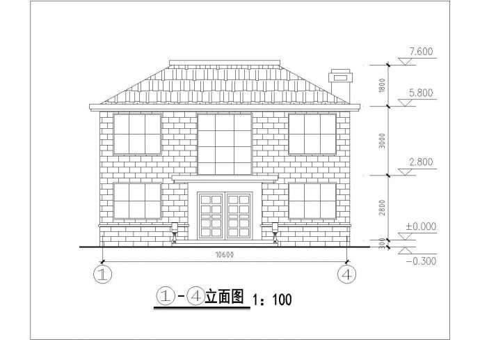 台州某村镇210平米2层砖混结构乡村民居楼平立剖面设计CAD图纸_图1