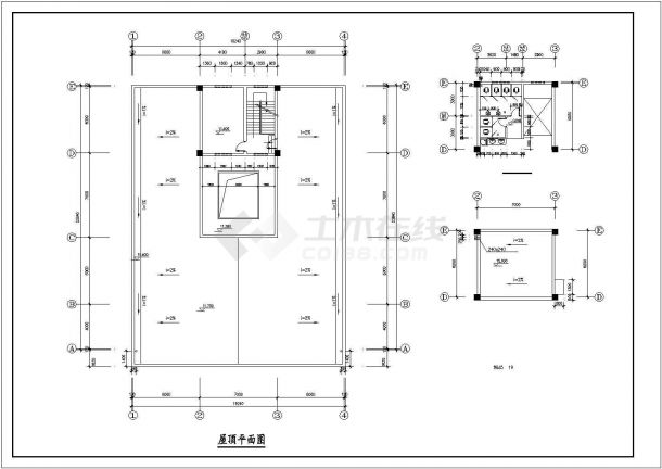 哈尔滨某商业街1400平米3层框架结构商业综合楼建筑设计CAD图纸-图二