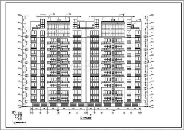 郑州市某小区占地570平米12层框架结构住宅楼全套建筑设计CAD图纸-图一