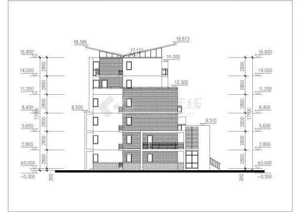 常州市某小区6层砖混结构住宅楼平立剖面设计CAD图纸（1层6户）-图一