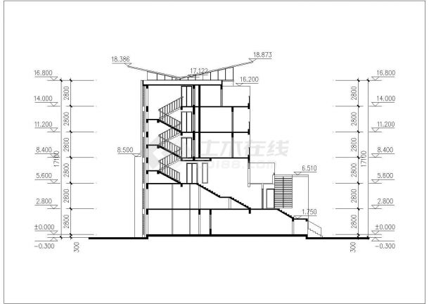 常州市某小区6层砖混结构住宅楼平立剖面设计CAD图纸（1层6户）-图二
