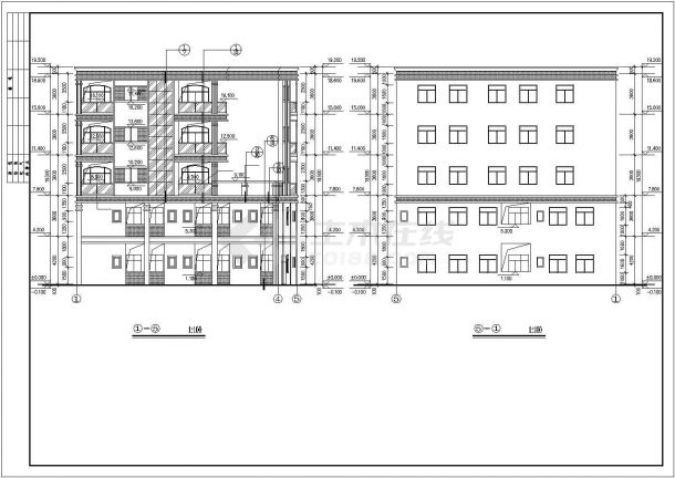 合肥市某城中村1700平米五层砖混结构自建民居楼建筑设计CAD图纸-图二