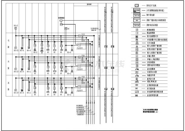 某高层办公楼消防CAD大样设计详细系统图-图二