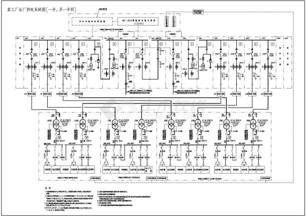 某工厂全厂供电CAD大样设计系统图-图一