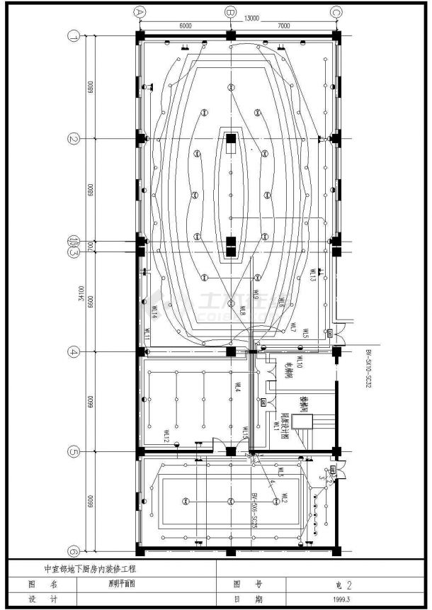 某中宣部地下餐厅装修电气CAD设计施工图-图一