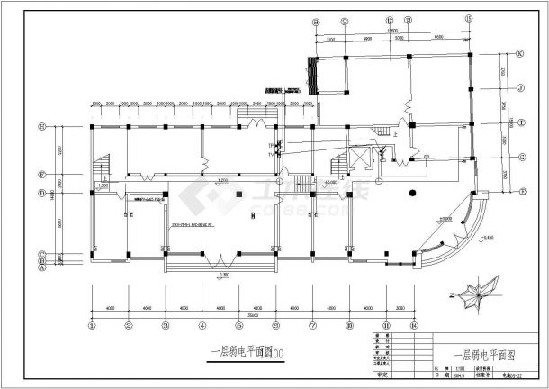 某办公室弱电CAD详细全套施工设计图-图一