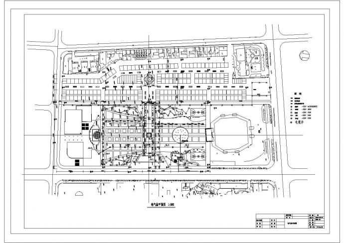 某广场电气CAD设计大样详细总平面图_图1