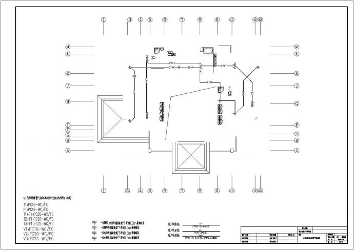 江苏三层别墅电气CAD基础平面布置参考图_图1
