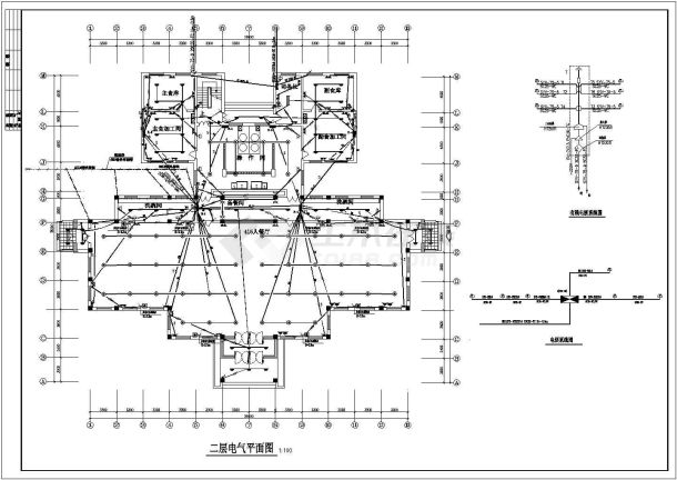 某员工餐厅食堂电气CAD大样完整平面图-图一