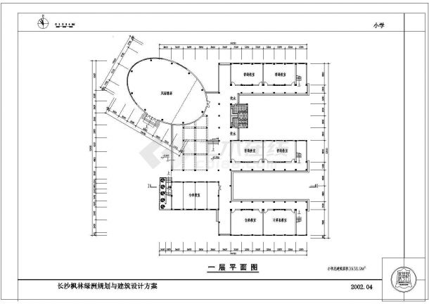 华北某地小学建筑规划设计CAD参考图-图二