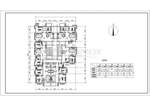 某地区二十二层高层商住楼建筑设计CAD图（含户型、楼层平面图）-图一