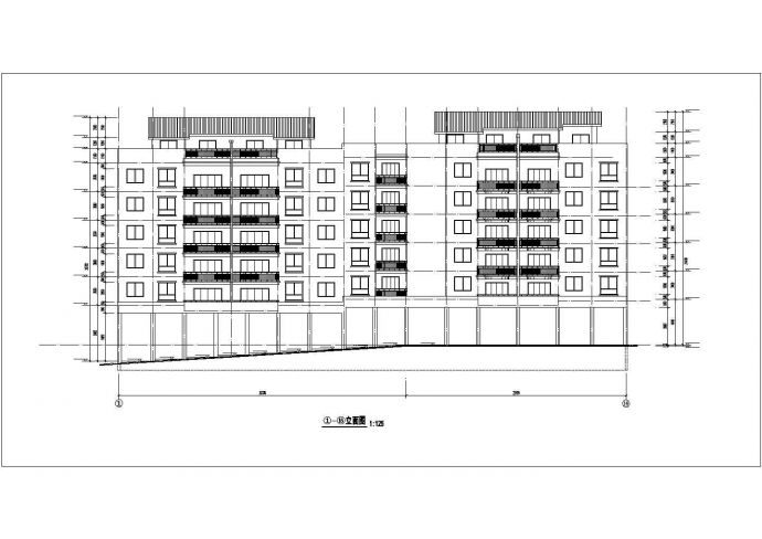 4400平米7层临街框架结构商住楼平立剖面设计CAD图纸（底层商铺）_图1