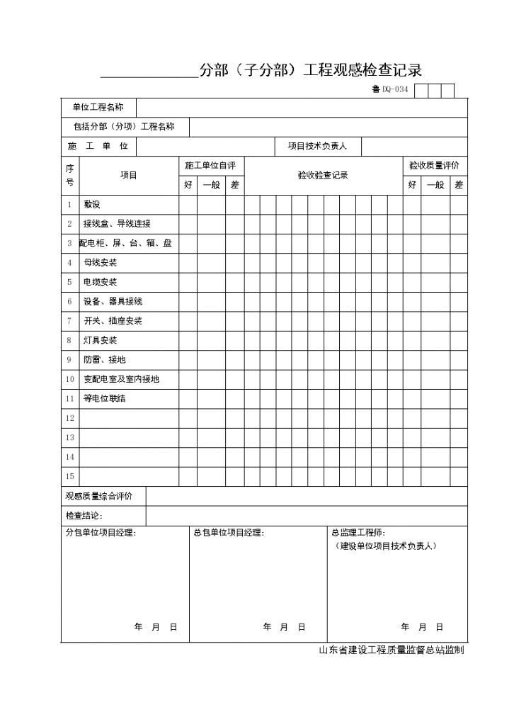 分部（子分部）工程观感检查记录-图一