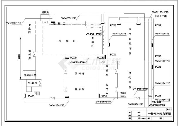 某高级服装厂电气CAD设计安装平面图纸-图一