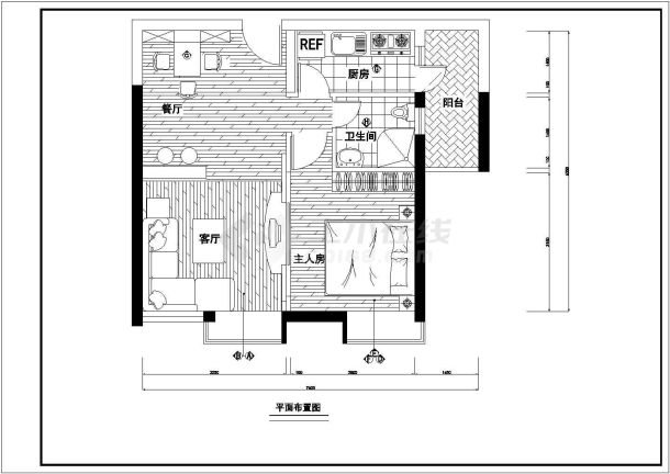 某家装室内装修设计cad施工图-图二