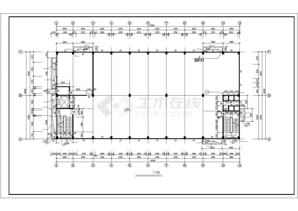 上海市崇明区某大型工业区五千平米4层框架结构厂房建筑设计CAD图纸-图一