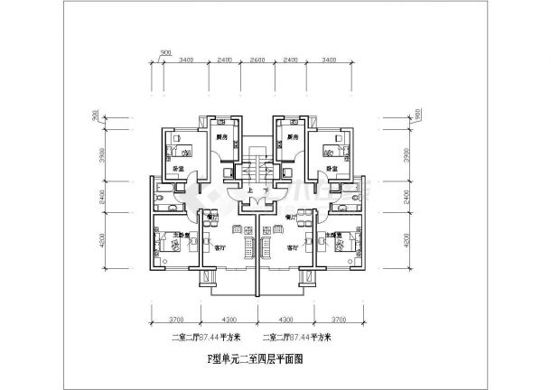 天津某新建小区98-152平米左右的热门户型设计CAD图纸（28张）-图二