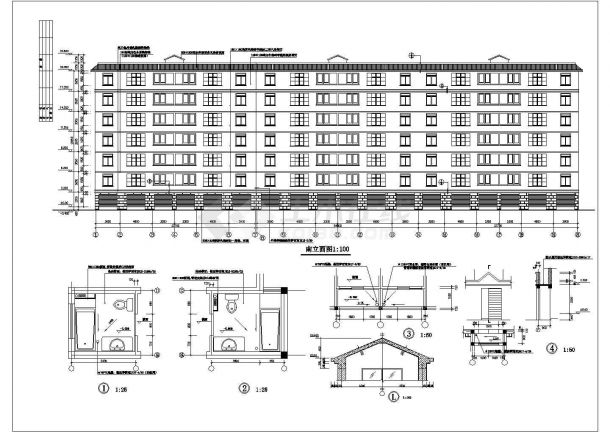 石家庄某小区5100平米7层框混结构住宅楼建筑设计CAD图纸-图一