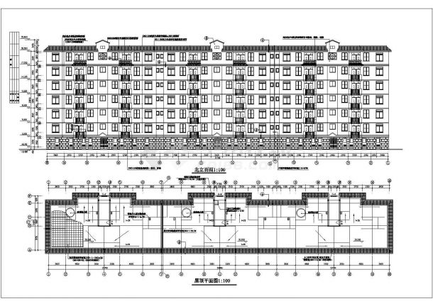 石家庄某小区5100平米7层框混结构住宅楼建筑设计CAD图纸-图二