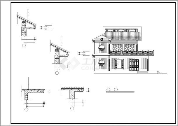 某城市经济开发区步行街茶楼餐厅建筑全套设计方案CAD图纸-图二