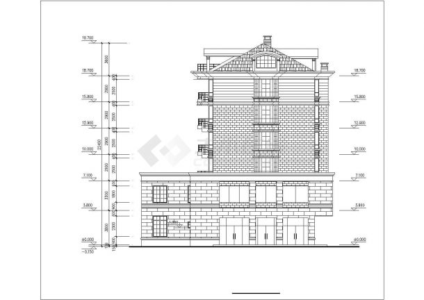 太原市某小区7层框混结构沿街商住楼平立剖面设计CAD图纸（1-2层商用）-图二