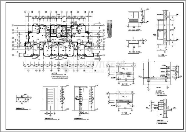 住宅设计_18层1楼梯2电梯4户点式住宅楼设计CAD图-图二