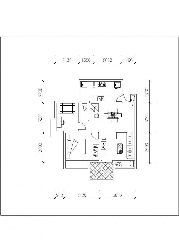 长沙市某在建小区热门二三房平面户型设计CAD图纸（8张）_图1