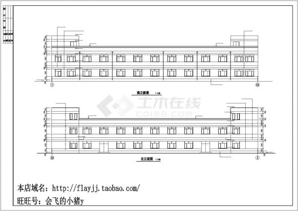 武汉市某钢材厂730平米局部三层框架结构加工厂房建筑设计CAD图纸-图一