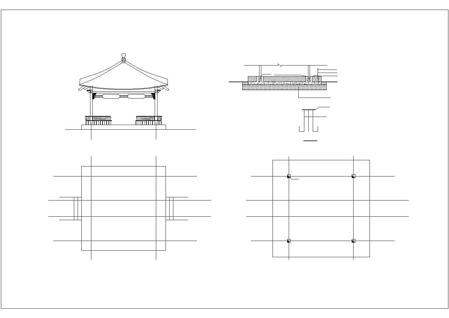 某景观园林工程凉亭回廊设计cad全套建筑施工图（含效果图）