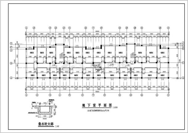 住宅设计_地下一层地上六层二单元对称户型CAD图-图一