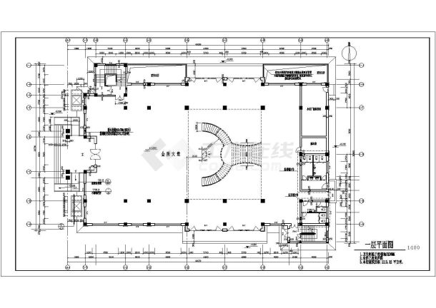 某小区2200平米2层混合结构休闲活动会所平面设计CAD图纸-图一