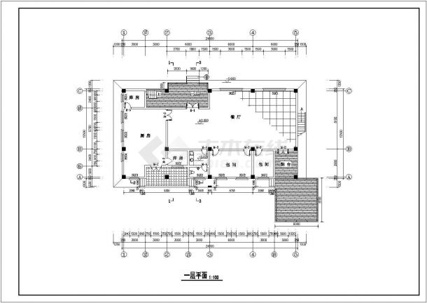 南昌某休闲山庄1800平米2层砖混综合楼建筑设计CAD图纸-图一