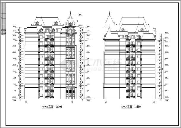 襄阳市某小区1万平米左右11层框混结构住宅楼全套建筑设计CAD图纸-图一