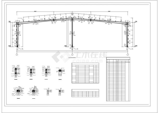 郑州市某工业区2350平米单层门式轻钢结构生产厂房全套建筑设计CAD图纸-图二