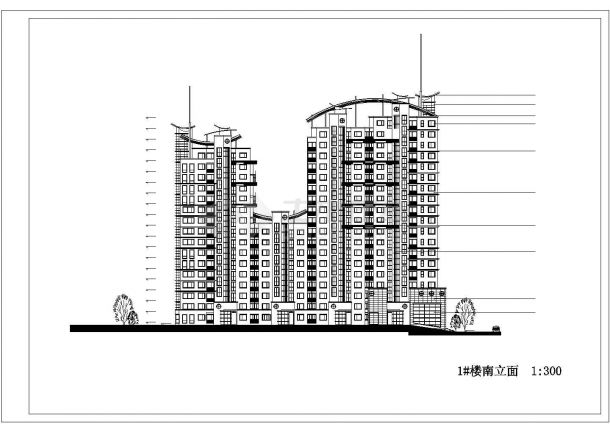 临街2.1万平米18层框架结构组合式商住楼平立剖面设计CAD图纸-图一