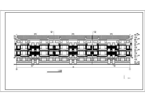 西安某拆迁安置小区占地740平米4层砖混住宅楼建筑设计CAD图纸-图二