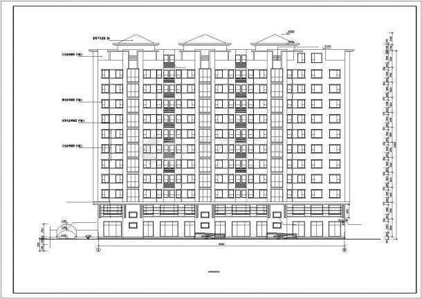占地630平米11+1层框架结构住宅楼建筑设计CAD图纸（1-2层商用）-图一