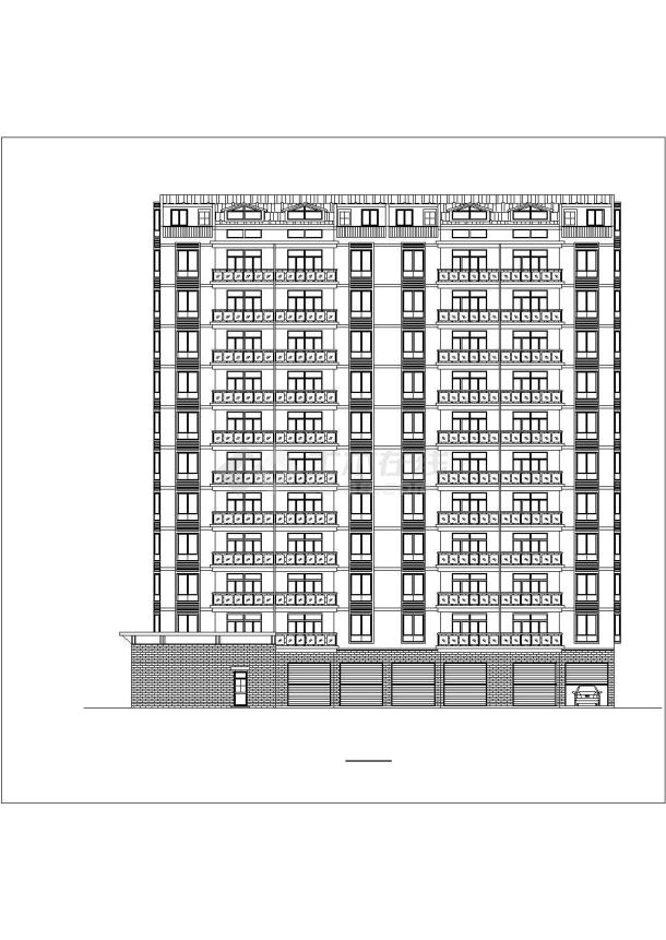 某小区两栋11层组合式商住楼平立剖面设计CAD图纸（底层商铺）-图二