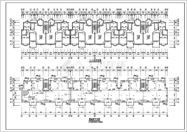 4900平米6层砖混结构住宅楼平立剖面设计CAD图纸（底层为车库）-图二