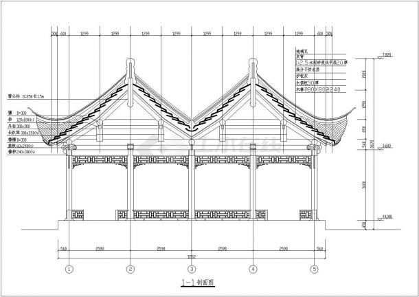 某景观工程木结构六角连亭（宋式做法）设计cad全套建筑施工图-图二