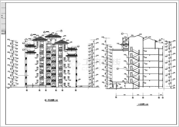 江阴市某小区3200平米7层砖混结构住宅楼建筑CAD设计图纸-图二