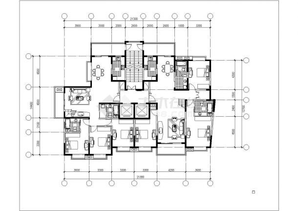 武汉市某小区7层组合式住宅楼平面设计CAD图纸（含户型图）-图二