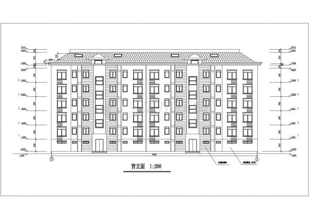 3250平米6层混合结构住宅楼平立剖面设计CAD图纸（含阁楼和车库层）-图二