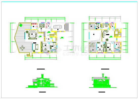 15套独栋别墅建筑CAD设计施工图(平面、立面等)-图二